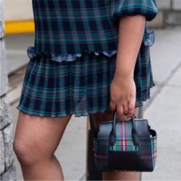 J. Crew Black Stewart Plaid Harper Mini Convertible Crossbody Satchel Bag - Picture 16 of 16